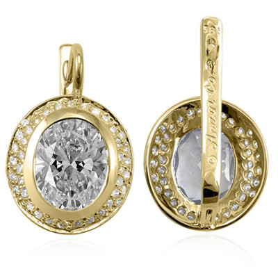 14k Gold Sapphire Diamond Russian style Earrings E1682