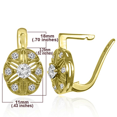 Russian style Genuine Diamond Earrings 18K Gold