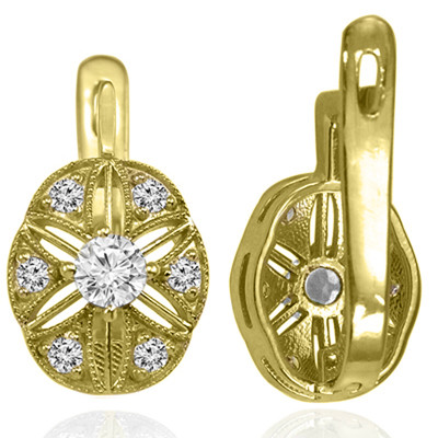 Russian style Genuine Diamond Earrings 18K Gold