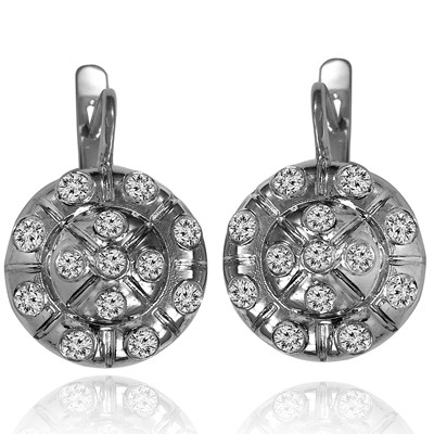 14k Gold Genuine Diamond Russian style Earrings #E1689