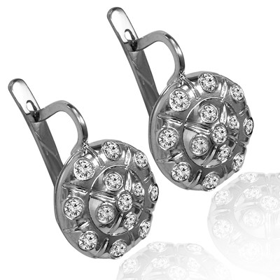14k Gold Genuine Diamond Russian style Earrings #E1689