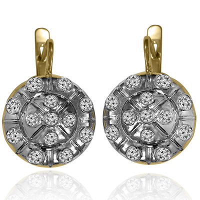 14k Gold Genuine Diamond Russian style Earrings #E1690