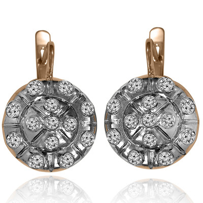 14k Gold Genuine Diamond Russian style Earrings #E1691