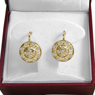 14k Gold Genuine Diamond Russian style Earrings #E1692