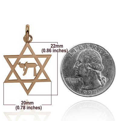 14k Gold Jewish Star of David Pendant with a life 14k 3.0 Gr.  #P984