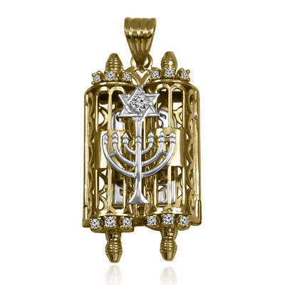 14k Diamond Torah Star David Jewish Mogen Pendant #P976