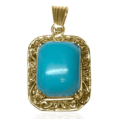 14k Solid Yellow Gold Genuine Turquoise Pendant #P950 14k Solid Yellow Gold Genuine Turquoise Pendant #P950