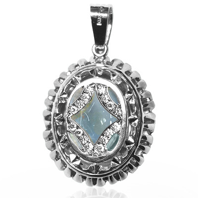 14k Gold Moon Stone and Diamond Pendant #P951