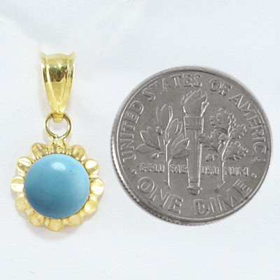 14k Gold Sunflower Truquoise Pendant #P949