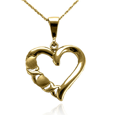 14k Solid Yellow Gold Heart Shaped Necklace #N943