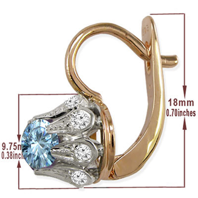 14k Rose (Pink) & White Gold Genuine Diamond Aquamarine tulpan Earrings #E1788