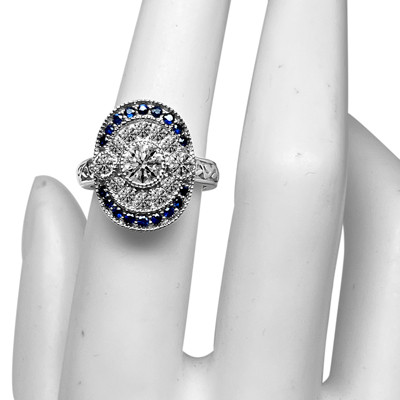 14k Gold Lab Grown Diamond and Sapphire Ring