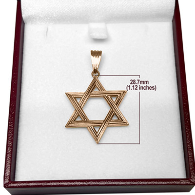 14k  Gold Jewish Star of David Pendant 28.7mm