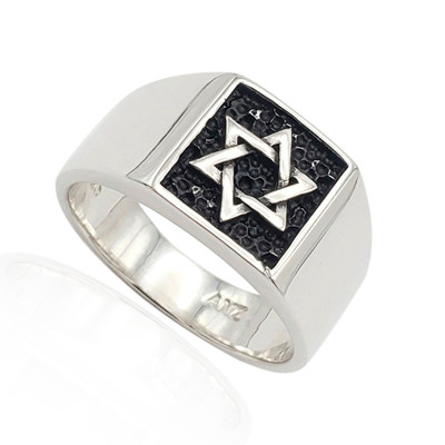 Star of David Men's 925 Sterling Silver Ring