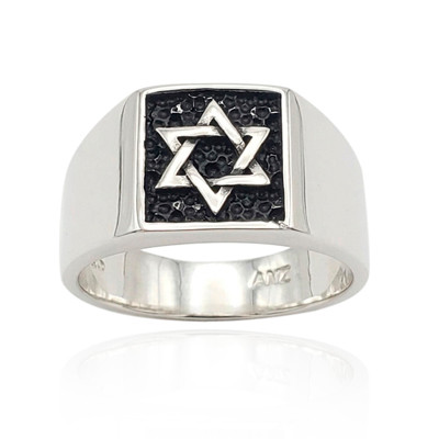 Star of David Men's 925 Sterling Silver Ring