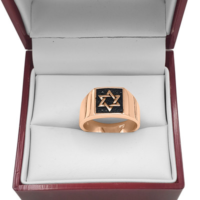 Star of David Men's Ring in 14k Gold