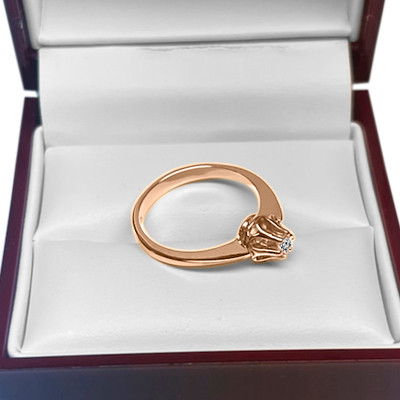 Russian style 14k Rose Gold Diamond Ring