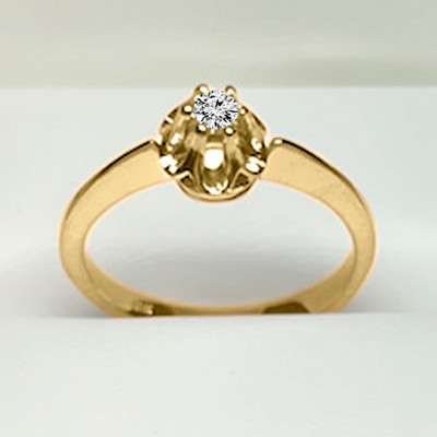 Russian style 14k Gold Diamond Ring