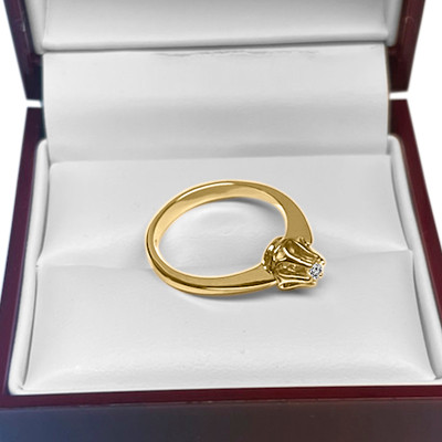 Russian style 14k Gold Diamond Ring
