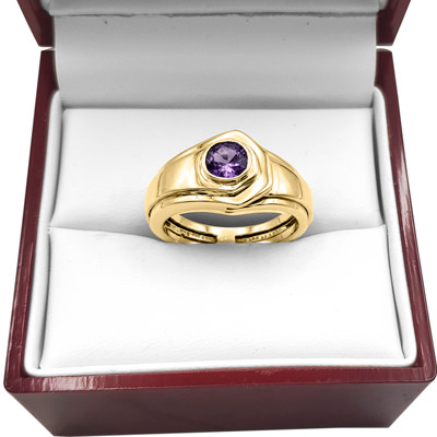 Men's Created Alexandrite Ring in 14K Gold