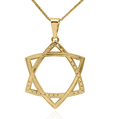 Lab Grown Diamond Star of David Pendant  in 10K