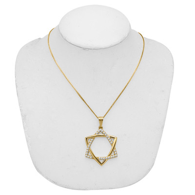 Lab Grown Diamond Star of David Pendant  in 10K