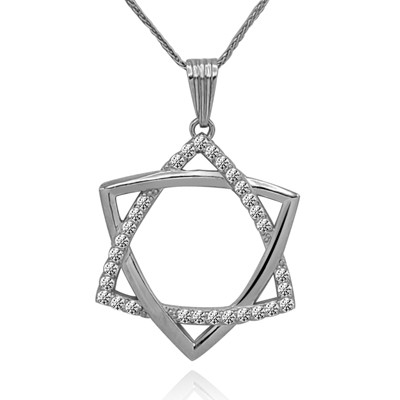 Lab Grown Diamond Star of David Pendant  in 14K