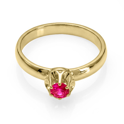14k Solid Gold Red Sapphire Ring