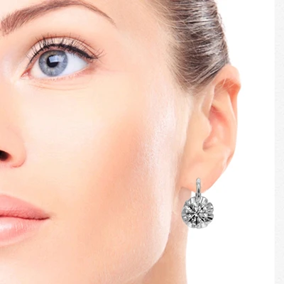 Russian Style Cubic Zirconia Earrings in Silver