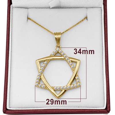 Cubic Zirconia Star of David Pendant Silver 14k Gold over