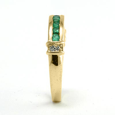 10k Gold Emerald and Diamond wedding Ring #R2324