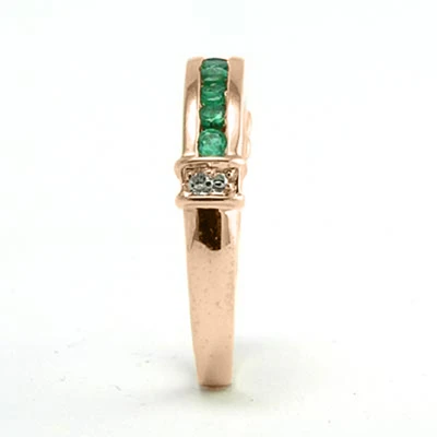 Emerald and Diamond Wedding Band Ring 10k Rose  Gold #R2325