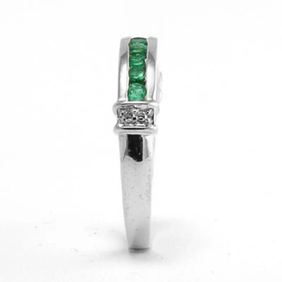 Emerald and Diamond Wedding Band Ring 10k white  Gold #R2326
