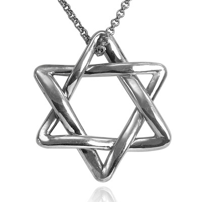14k Gold white gold Jewish Star of David Pendant