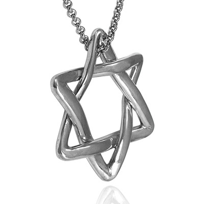 14k Gold white gold Jewish Star of David Pendant