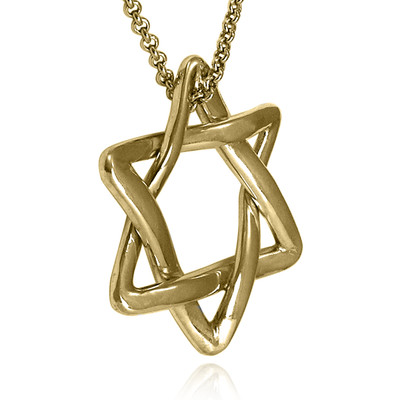 14k Gold Jewish Star of David Necklace 22x25mm