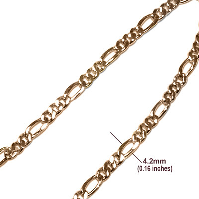 14k Solid Rose Gold Figaro Chain Necklace #N401