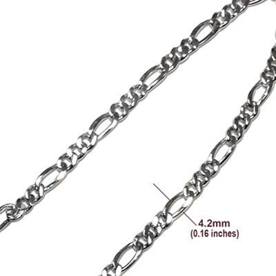 14k Solid White Gold Figaro Chain Necklace #N402
