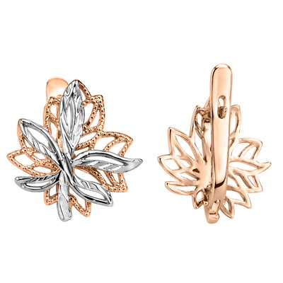 14K Solid Gold Maple Leaf English lock Earrings