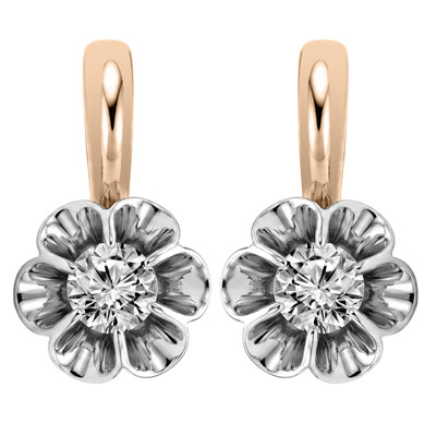 14k Gold Diamond Russian Earrings