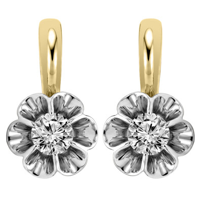 14k Gold Lab Grown Diamond Russian Earrings