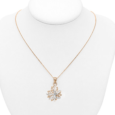 Maple Leaf Design Pendant in 14k Gold with Chain #P1026