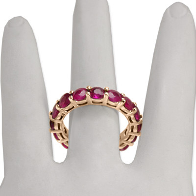 Genuine Ruby Gemstone Eternity Wedding band 14k ROSE GOLD 