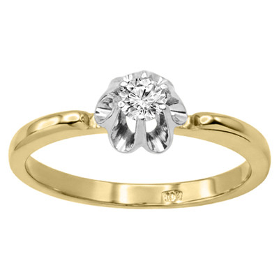 Russian Style 14k Yellow & White Gold Diamond Ring #R2343