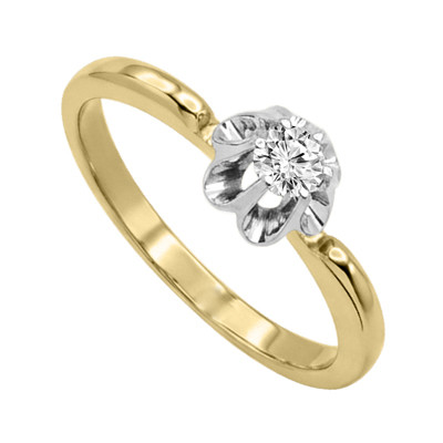 Russian Style 14k Yellow & White Gold Diamond Ring #R2343