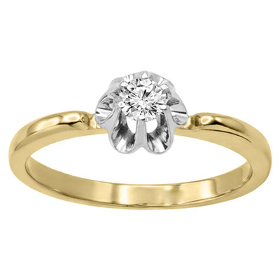 Russian Style 14k Yellow & White Gold Diamond Ring #R2343