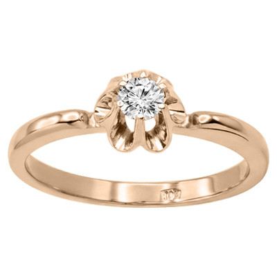Russian Style 14k Rose Gold Diamond Ring 4 to 9 #