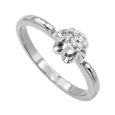 Russian Style 14k White Gold Diamond Ring #R2345