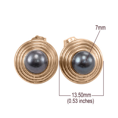 10k Rose Gold Black Pearl Earrings