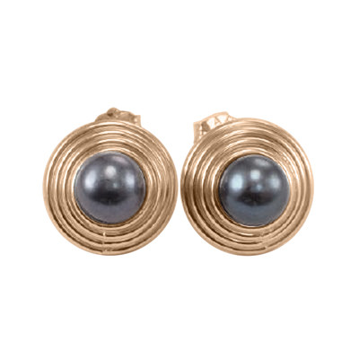 14k Rose Gold Black Pearl Earrings
